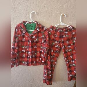 Disney Minnie Mouse plaid pajama set girls size 6 Christmas red